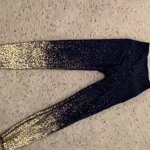 Beyond Yoga Navy Ombre Alloy Gold Metallic Speckled Leggings